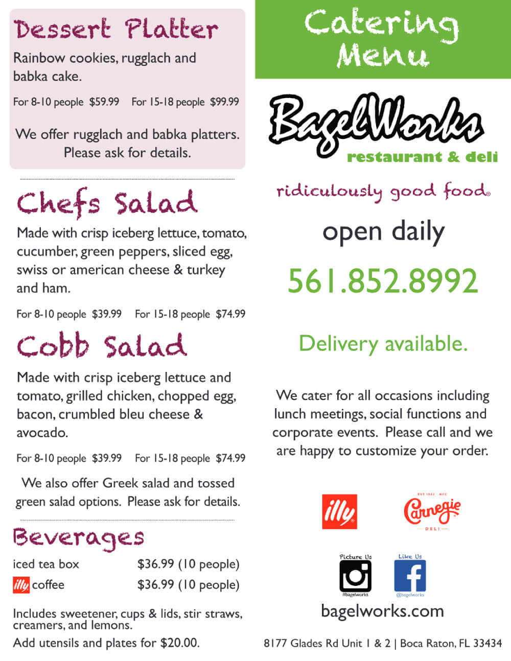 bagelworks catering menu